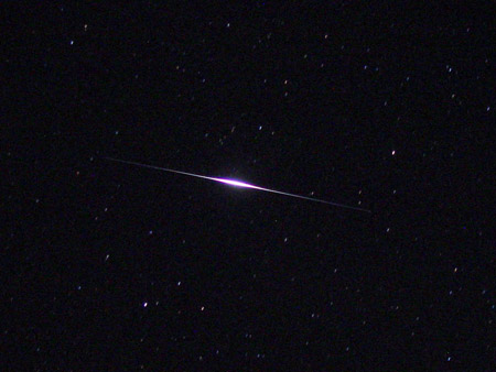 An Iridium flare photographed from the ground